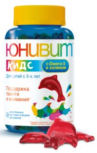 ЮНИВИТ КИДС ОМЕГА 3 С ХОЛИНОМ ПАСТИЛКИ ЖЕВАТ. №30