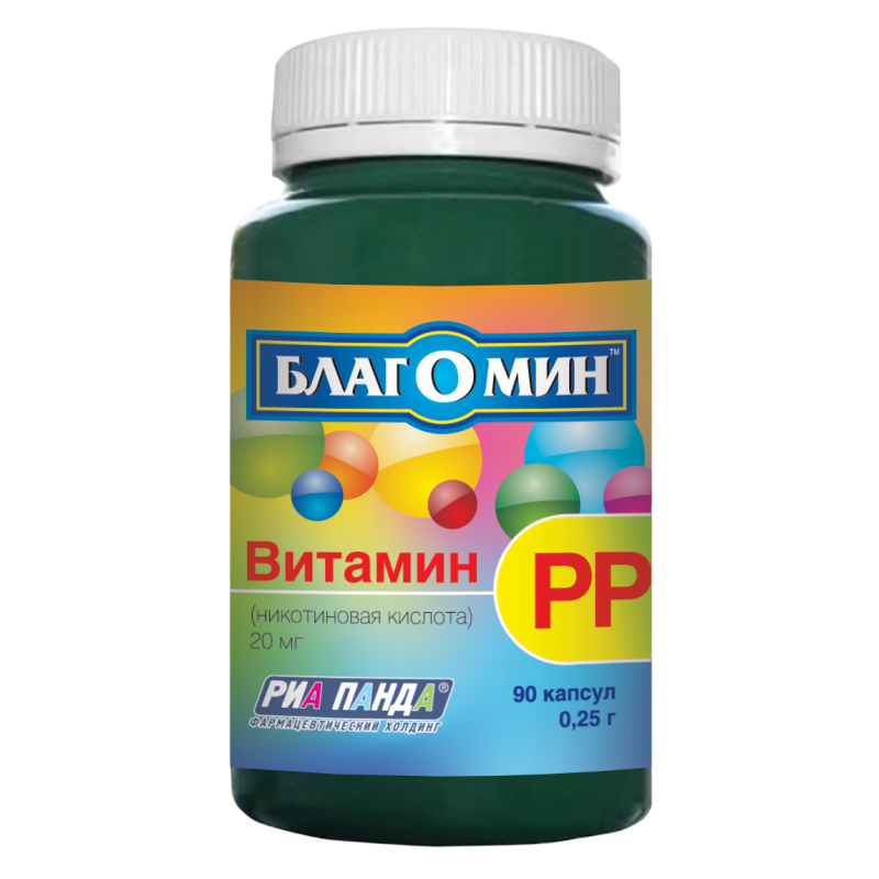 БЛАГОМИН ВИТАМИН РР (НИКОТИНОВАЯ КИСЛОТА) 20МГ КАПС. №90