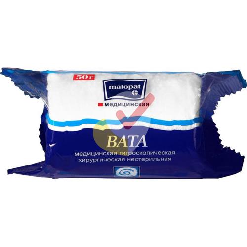 МАТОПАТ ВАТА НЕСТЕРИЛЬНАЯ ХЛОПКОВАЯ 50Г