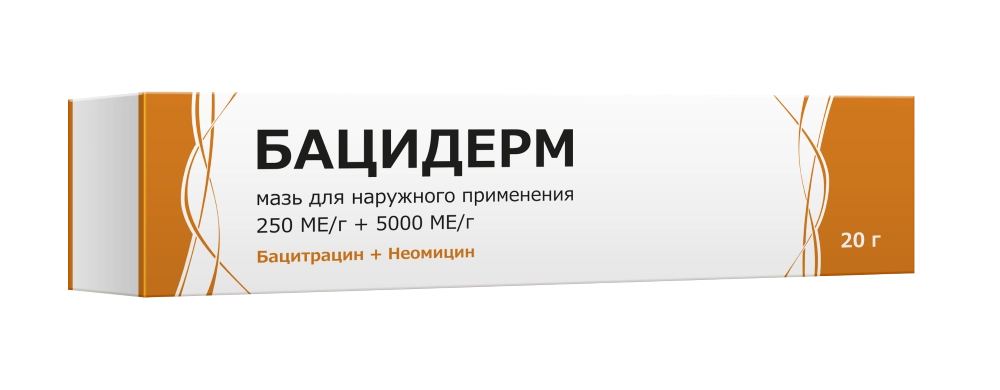 БАЦИДЕРМ МАЗЬ Д/НАРУЖ. ПРИМ. 250МЕ/Г+5000МЕ/Г ТУБА 20Г