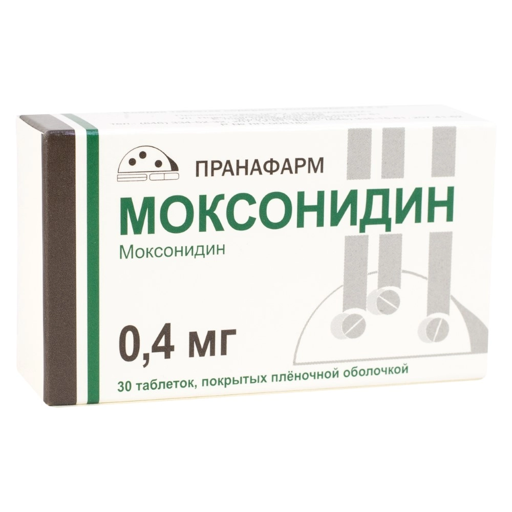 МОКСОНИДИН ТАБЛ. П/ПЛЕН/ОБ. 0,4МГ №30 ПРАНАФАРМ