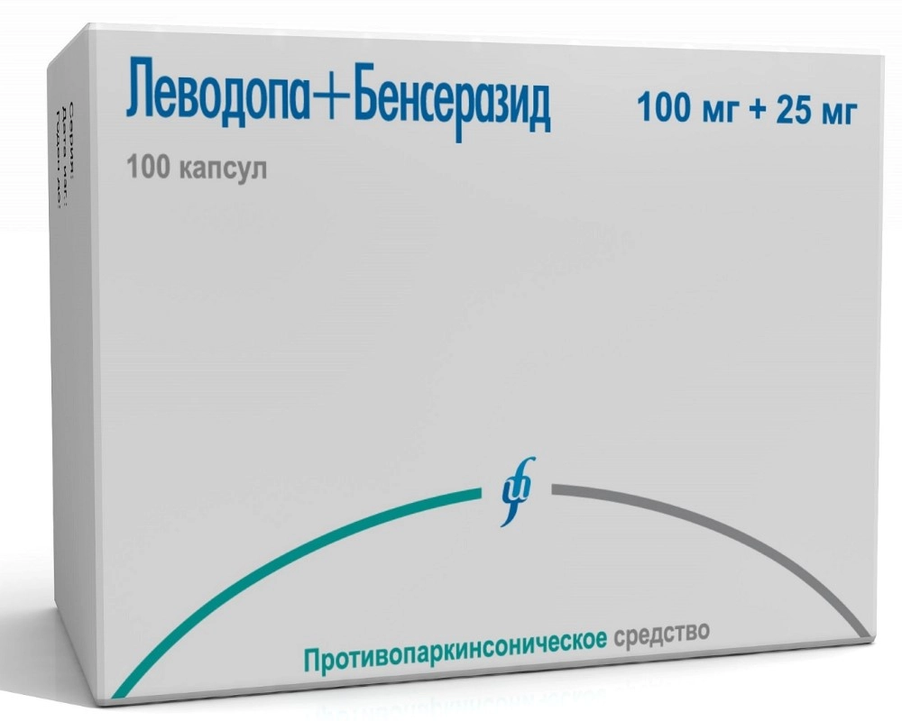 ЛЕВОДОПА+БЕНСЕРАЗИД КАПС. 100МГ+25МГ №100