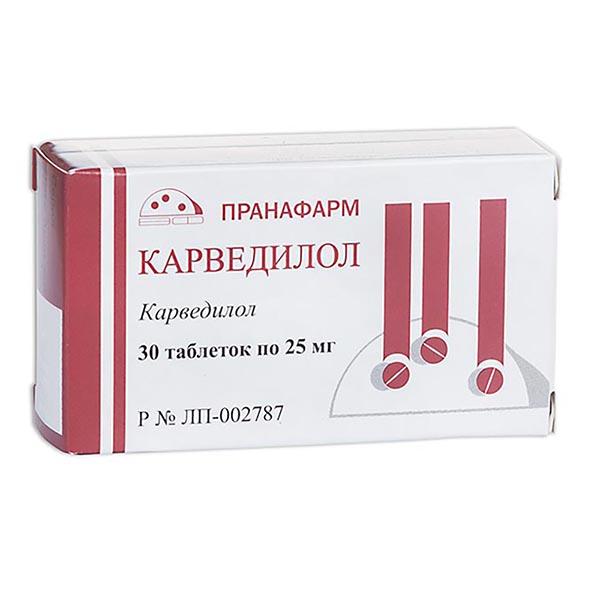 КАРВЕДИЛОЛ ТАБЛ. 25МГ №30 ПРАНАФАРМ
