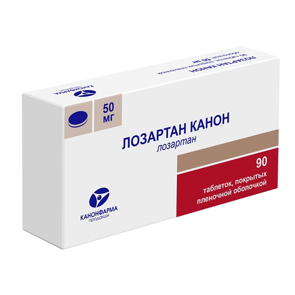 ЛОЗАРТАН КАНОН ТАБЛ. П/ПЛЕН/ОБ. 50МГ №90