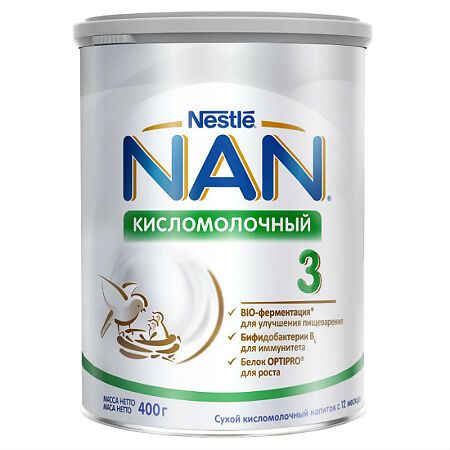 НАН 3 КИСЛОМОЛОЧНЫЙ СМЕСЬ СУХАЯ 400Г 12МЕС+
