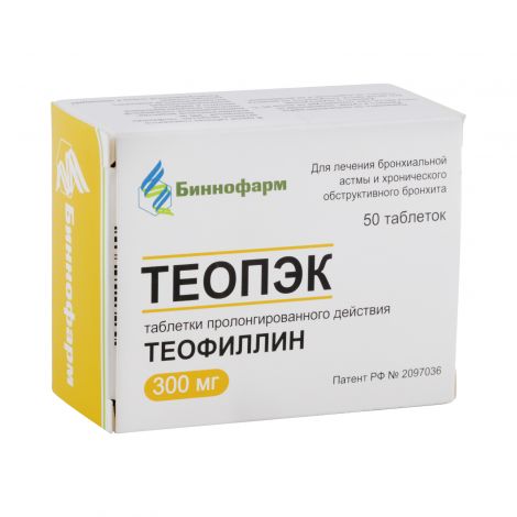 ТЕОПЭК ТАБЛ. ПРОЛОНГ. 300МГ №50 БИННОФАРМ
