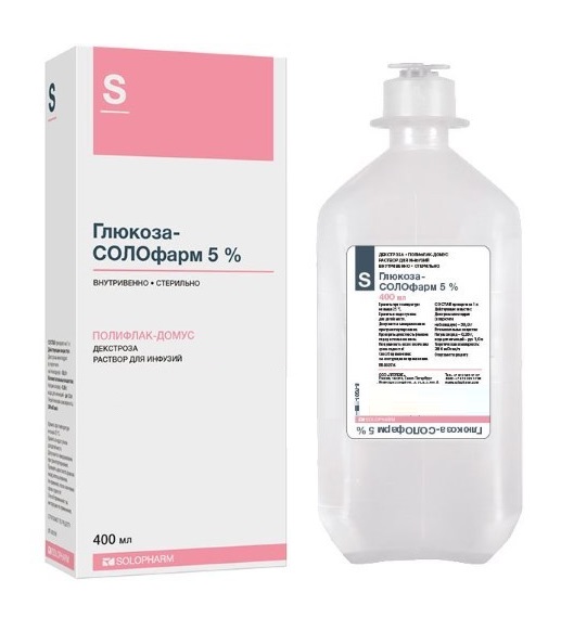 ГЛЮКОЗА-СОЛОФАРМ Р-Р Д/ИНФ. 5% ФЛ. ПОЛИМ. 400МЛ №1 ИНД. УП.