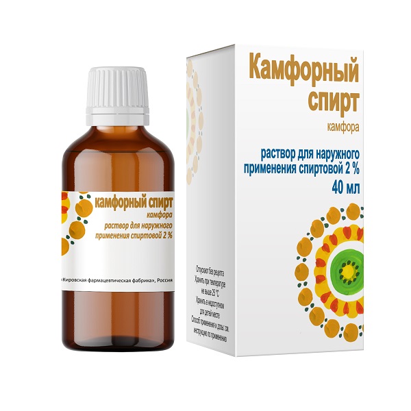 КАМФОРНЫЙ СПИРТ Р-Р Д/НАРУЖ. ПРИМ. СПИРТ. 2% ФЛ. 40МЛ КИРОВСКАЯ ФФ
