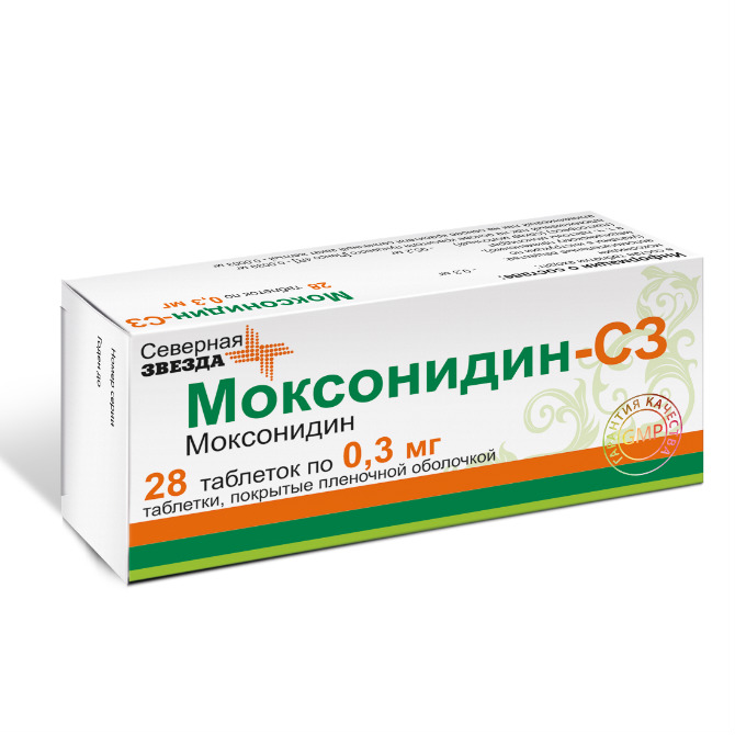 МОКСОНИДИН-СЗ ТАБЛ. П/ПЛЕН/ОБ. 0,3МГ №28