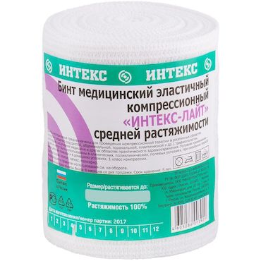 ИНТЕКС-ЛАЙТ БИНТ ЭЛАСТИЧНЫЙ КОМПРЕССИОННЫЙ СР С ЗАСТЕЖКОЙ 8СМХ500СМ