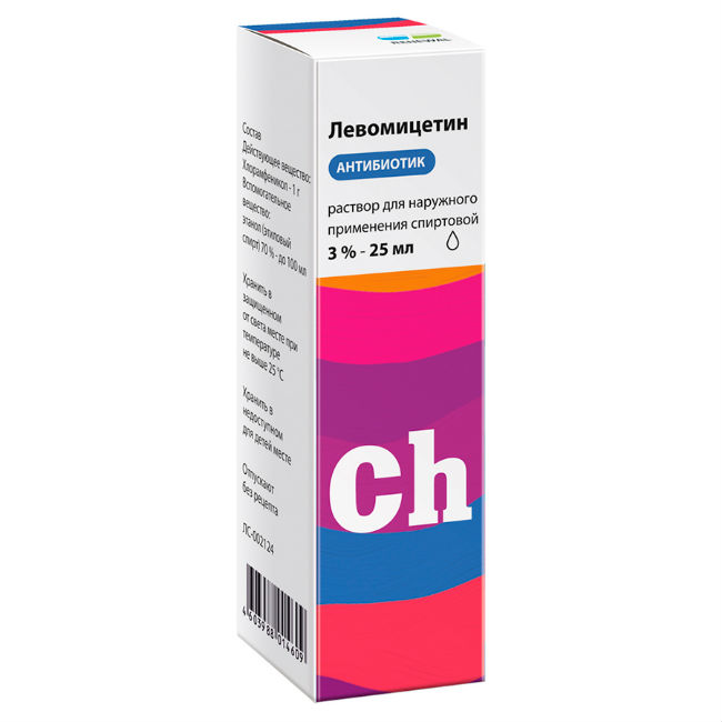 ЛЕВОМИЦЕТИН РЕНЕВАЛ Р-Р Д/НАРУЖ. ПРИМ. СПИРТ. 3% ТЮБ-КАП. 25МЛ