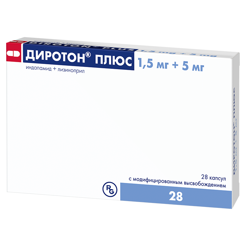 ДИРОТОН ПЛЮС КАПС. С МОДИФ. ВЫСВОБ. 1,5МГ+5МГ №28