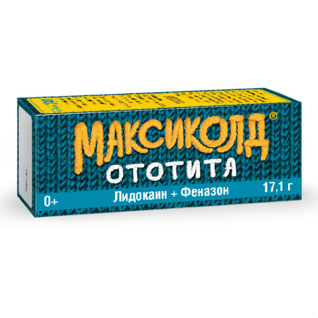 МАКСИКОЛД ОТОТИТА КАПЛИ УШНЫЕ 1%+4% ФЛ.-КАП. 15МЛ №1