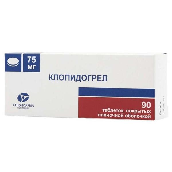КЛОПИДОГРЕЛ КАНОН ТАБЛ. П/ПЛЕН/ОБ. 75МГ №90