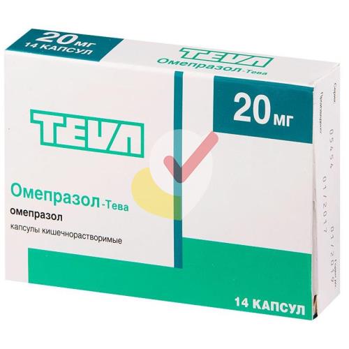 ОМЕПРАЗОЛ-ТЕВА КАПС. КИШ/РАСТ. 20МГ №14