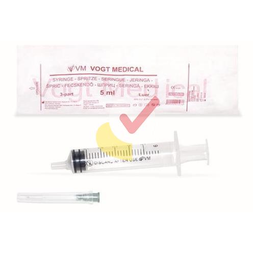 ШПРИЦ ОДНОРАЗ. 3-Х КОМП. 5МЛ LUER-SLIP ИГЛА 22G №1 VM