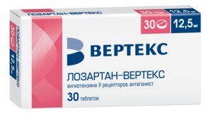 ЛОЗАРТАН-ВЕРТЕКС ТАБЛ. П/ПЛЕН/ОБ. 12,5МГ №30
