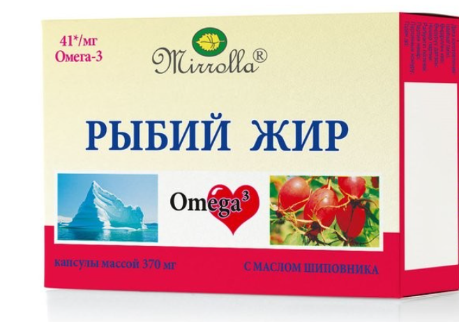 РЫБИЙ ЖИР МИРРОЛЛА С МАСЛОМ ШИПОВНИКА КАПС. №100