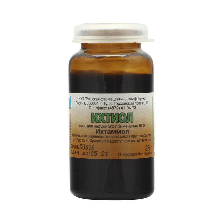 ИХТИОЛ МАЗЬ Д/НАРУЖ. ПРИМ. 10% БАНКА 25Г ТУЛЬСКАЯ ФФ