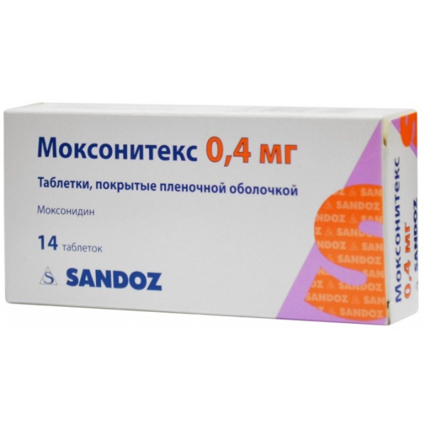 МОКСОНИТЕКС ТАБЛ. П/ПЛЕН/ОБ. 0,4МГ №14