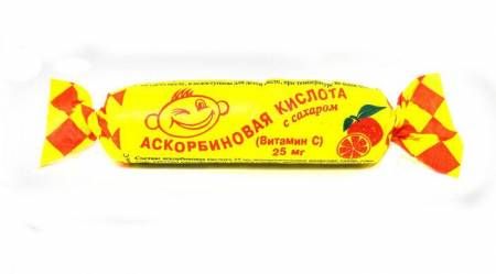 АСКОРБИНОВАЯ КИСЛОТА С САХАРОМ АСКОПРОМ ТАБЛ. СО ВКУСОМ АПЕЛЬСИНА КРУТКА №10